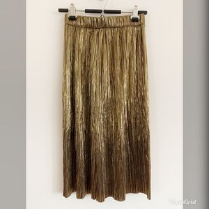 Zara gold pleated skirt